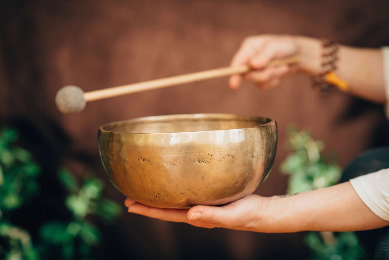 Singing bowl sound bath wellness session